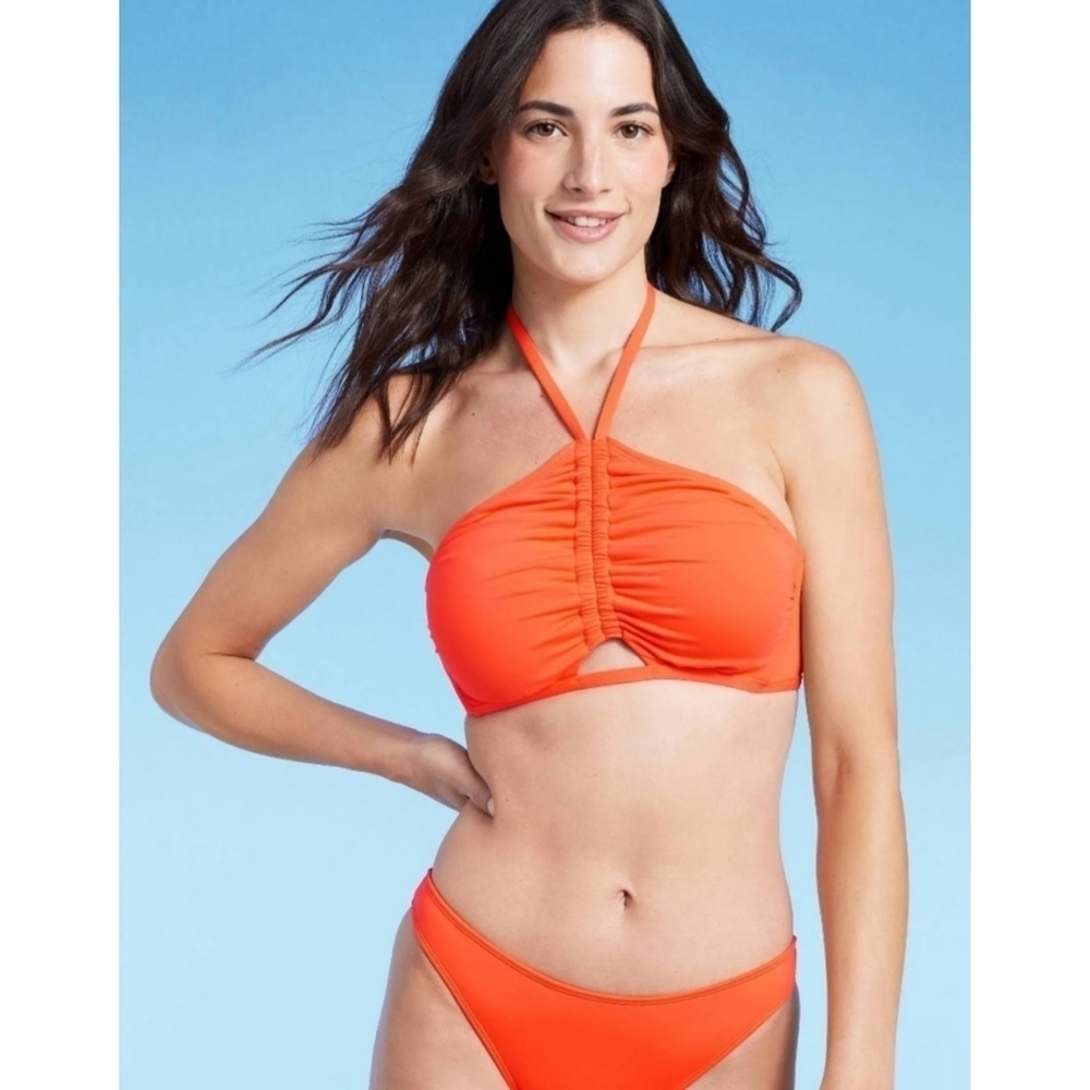 NEW Shade & Shore Tunneled Cut Out Halter High Neck Bikini Top